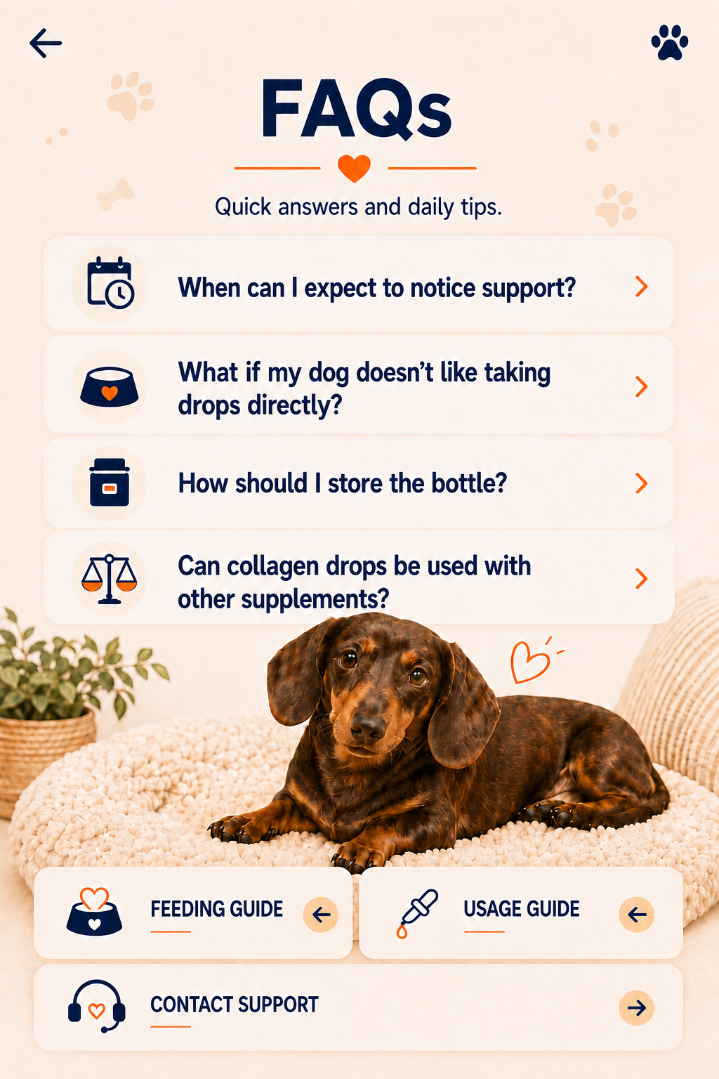 MNQAXZ dog collagen drops frequently asked questions